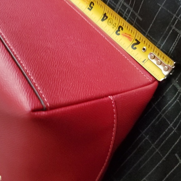 Coach Red Crossgrain Leather Gallery Zip Top Tote Bag - Picture 9 of 13